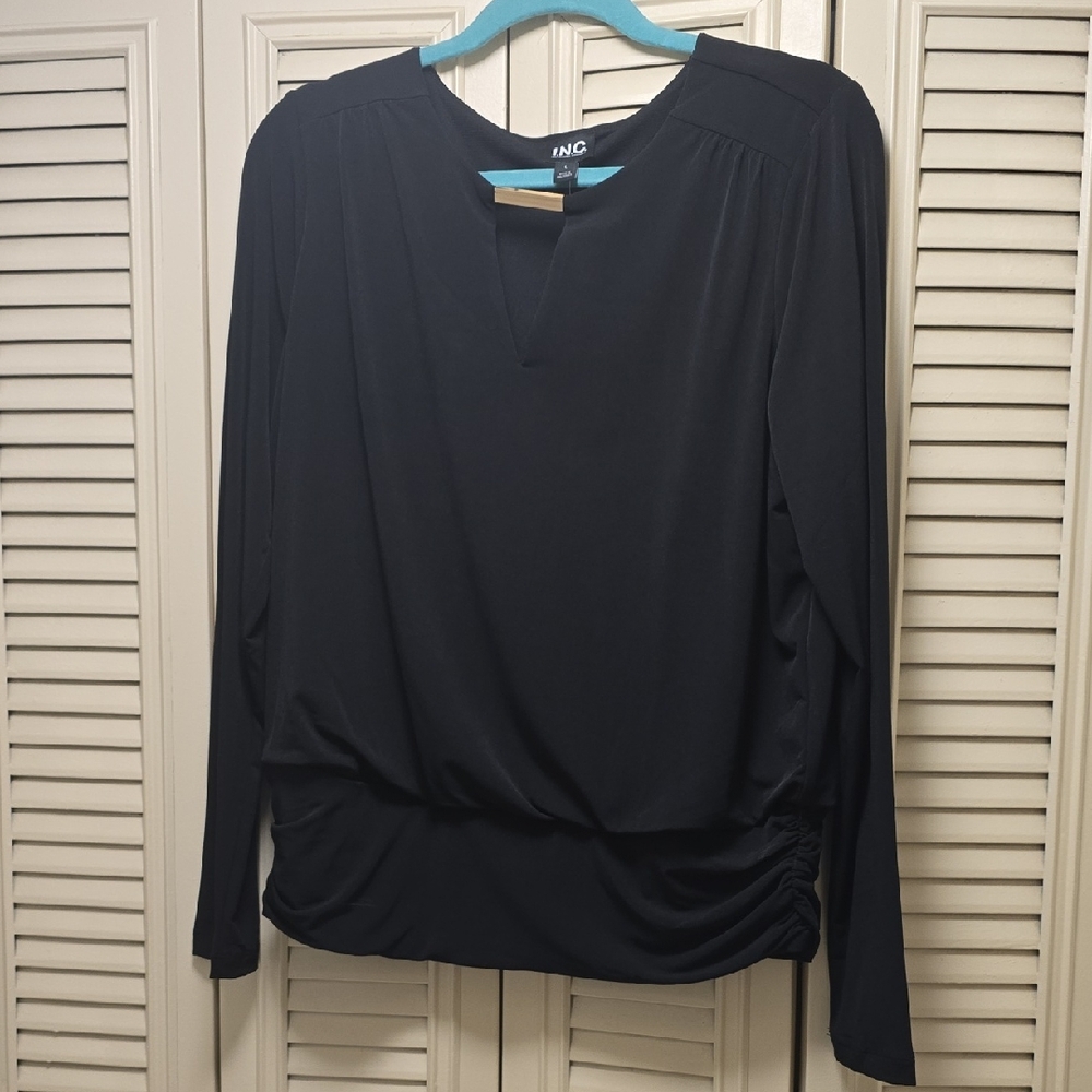 INC International Concepts Women's Elegant Black Blouse